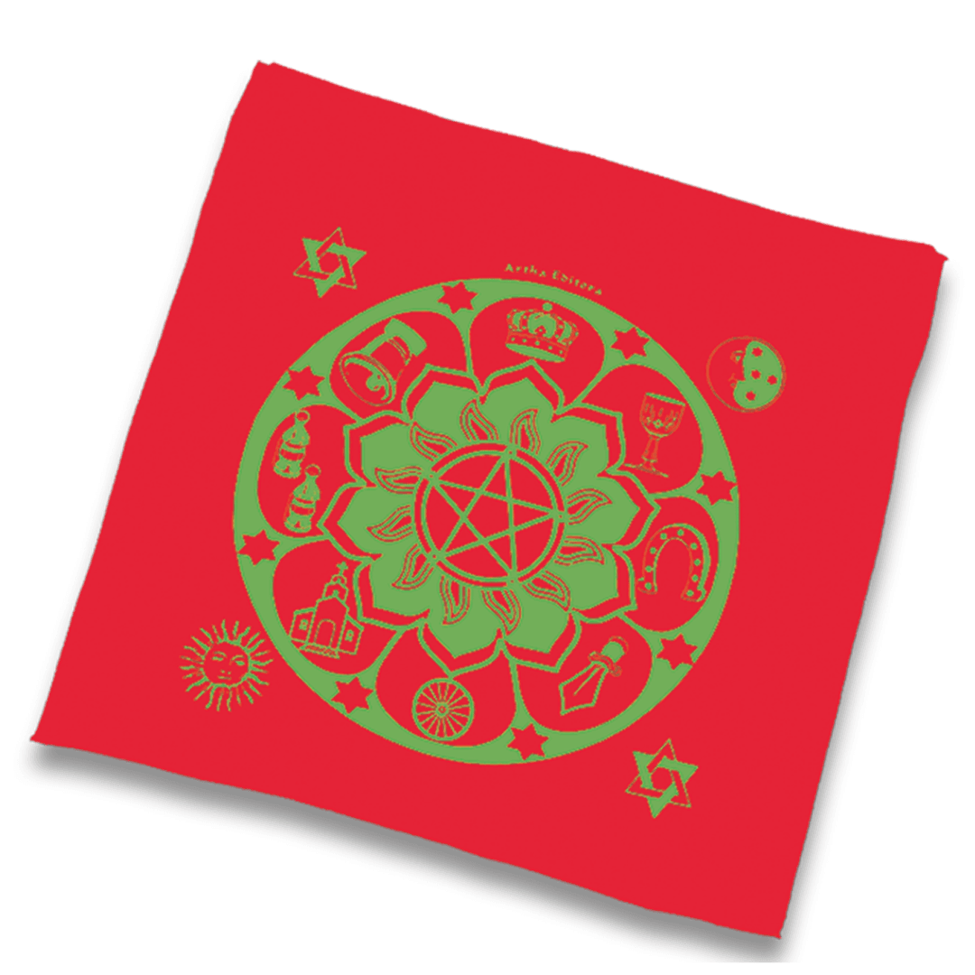 Toalha para Tarô Mandala Cigana Vermelha e Verde