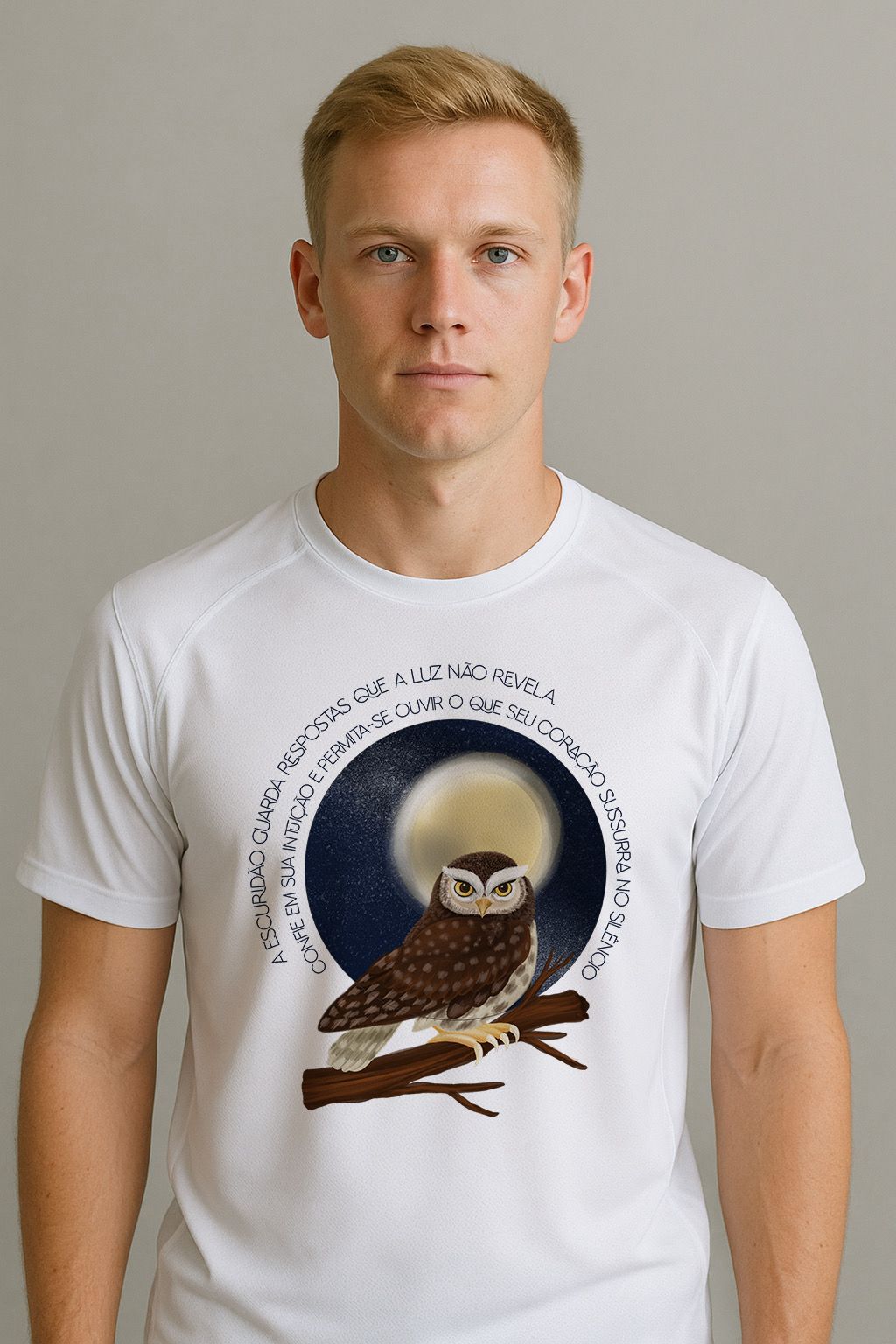 Camiseta Poliéster Vôo do Coração Coruja - Masculino