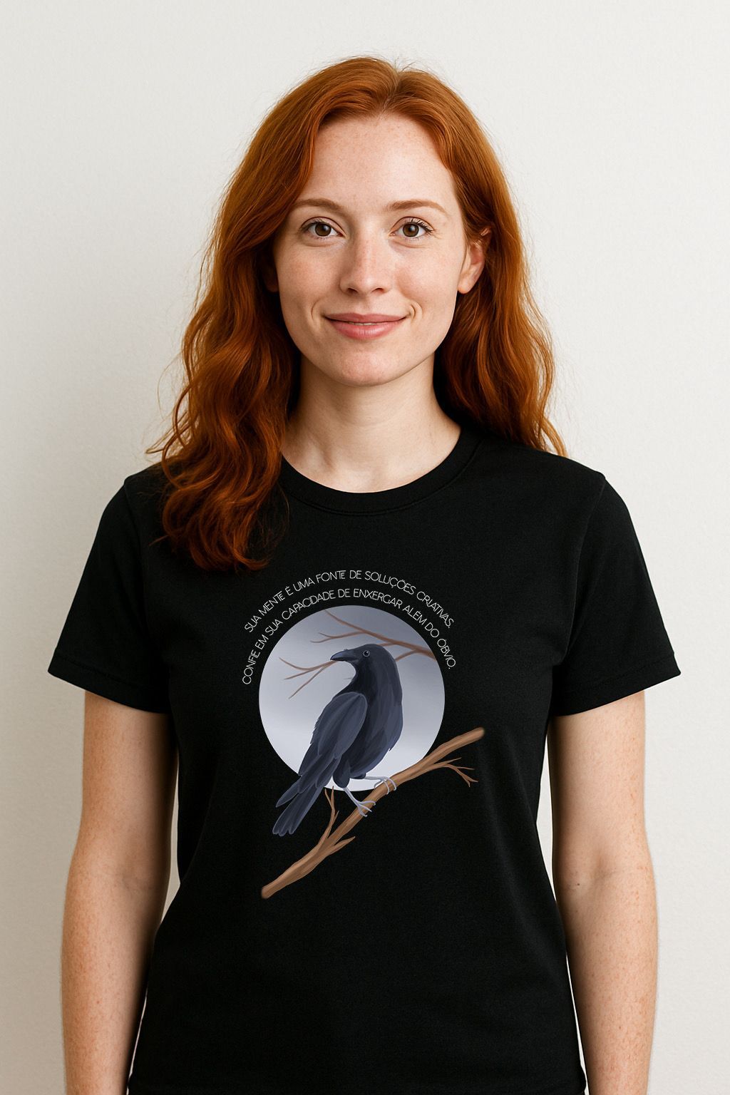 Camiseta Poliéster Vôo do Coração Corvo - Feminino